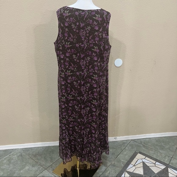 Charter Club 100% Silk Maxi Dress Fairy Purple Floral Womens Sz 18W Boho Cottage - Picture 4 of 8